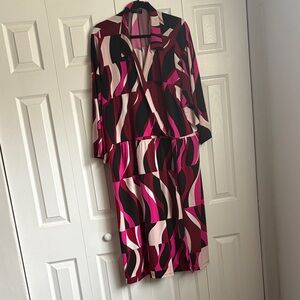 Vibrant Pink and Black Patterned Dress